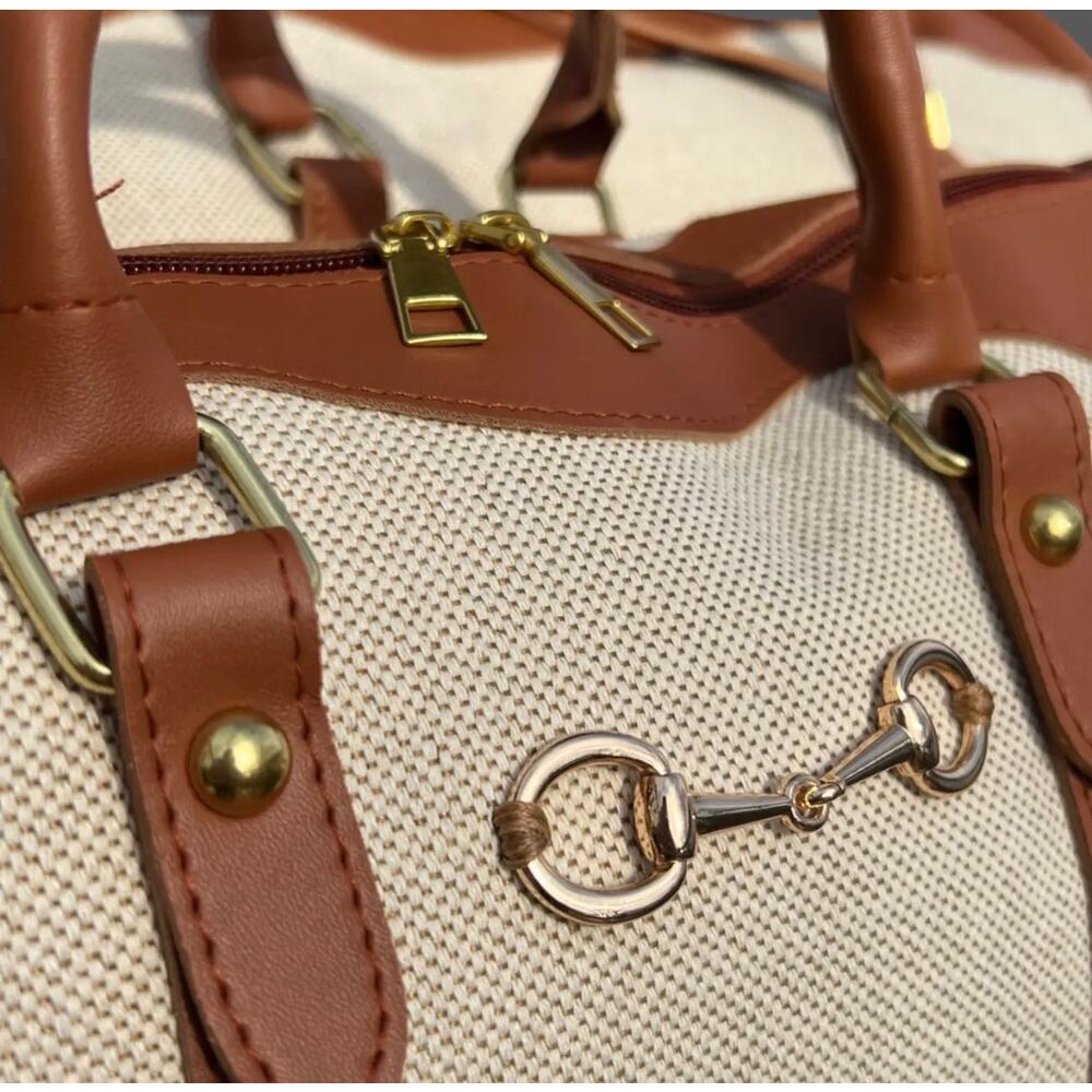 Westerian Faux Leather Snaffle Bit Equestrian Duffle Bag w Cross Body NEW - Picture 2 of 2